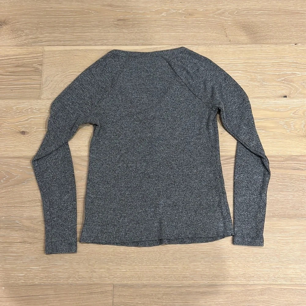 Target Casual Gray Henley Thermal Knit Sweater Top Long Sleeve Ski Base Layer - Picture 6 of 7